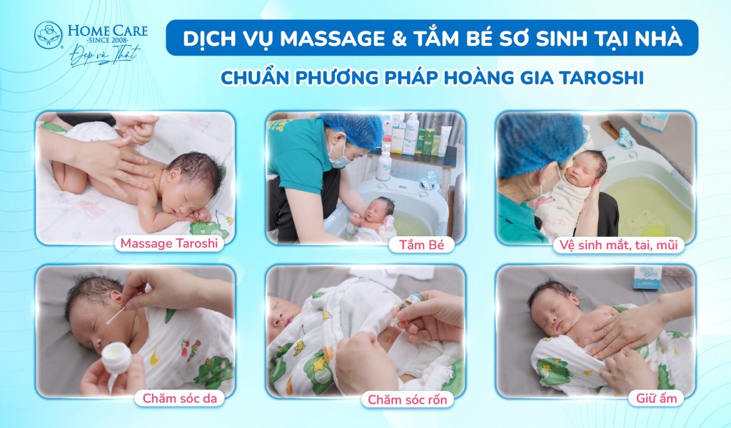 Quy trình một buổi tắm bé sơ sinh tại nhà chuẩn Hoàng Gia Taroshi