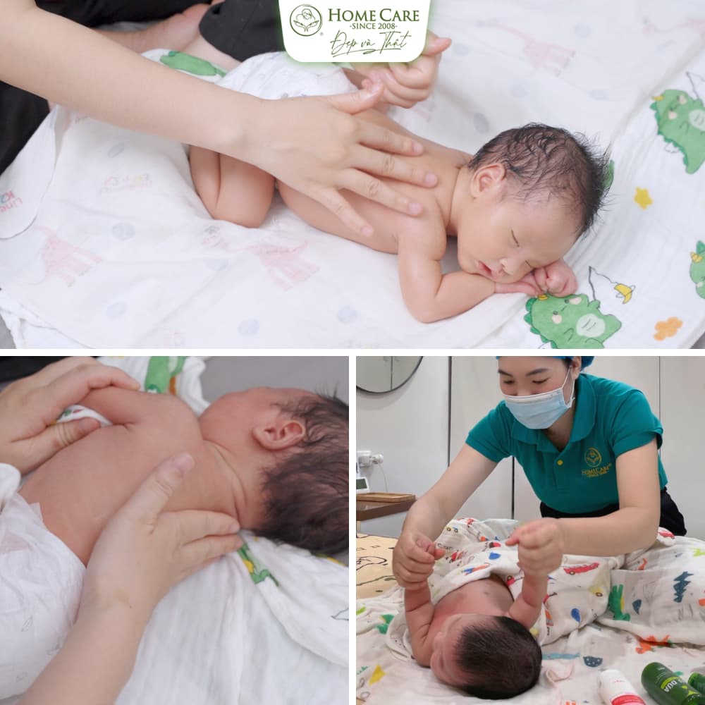 Massage toàn thân giúp bé thư giãn